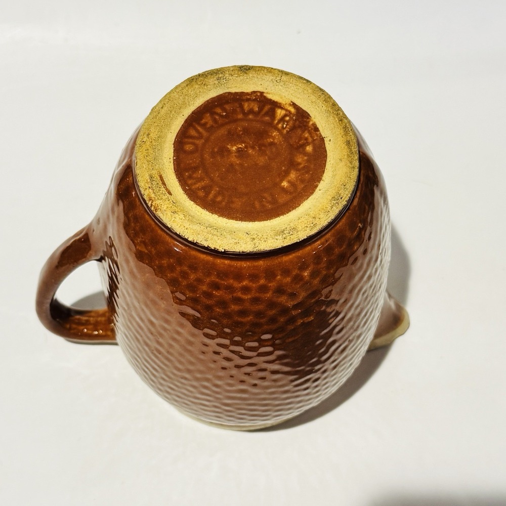 Vintage Watt‎ Pottery Stoneware Pitcher 7"  Tan & Burnt Orange Textured 1950's - Picture 8 of 13